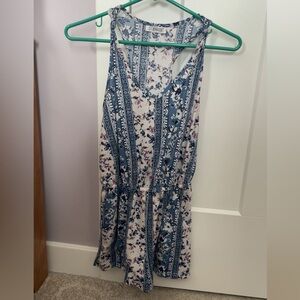 Joe Benbasset Blue & Pink Floral Stripe Tank Romper